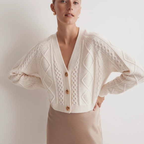 Madewell Cropped Cable Knit Sweater - Picture 1 of 4